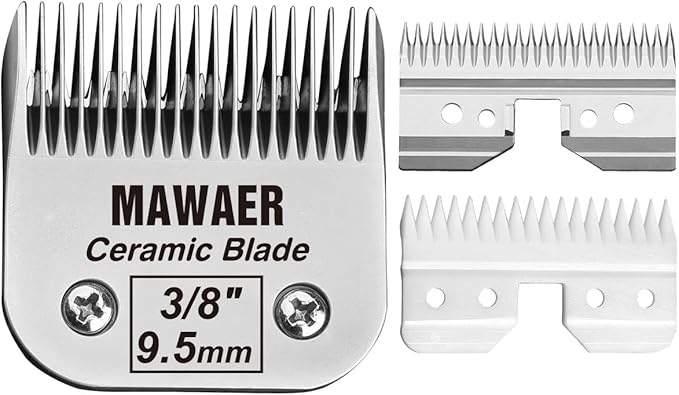 9.5mm Pet Clipper Replacement Blade for A5 Style Detachable Pet Clipper with Ceramic Blades + 440C Stainless Steel fit Most Andis, Oster, Wahl A5 Clippers (3/8 Inch-9.5mm)