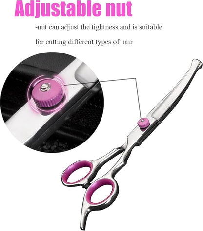 Dog Grooming Scissors,Pet Hair Scissors with Safety Round Tips Heavy Duty Titanium Stainless Steel Professional Dogs Cats Pets Grooming Shears (Round head straight scissors)