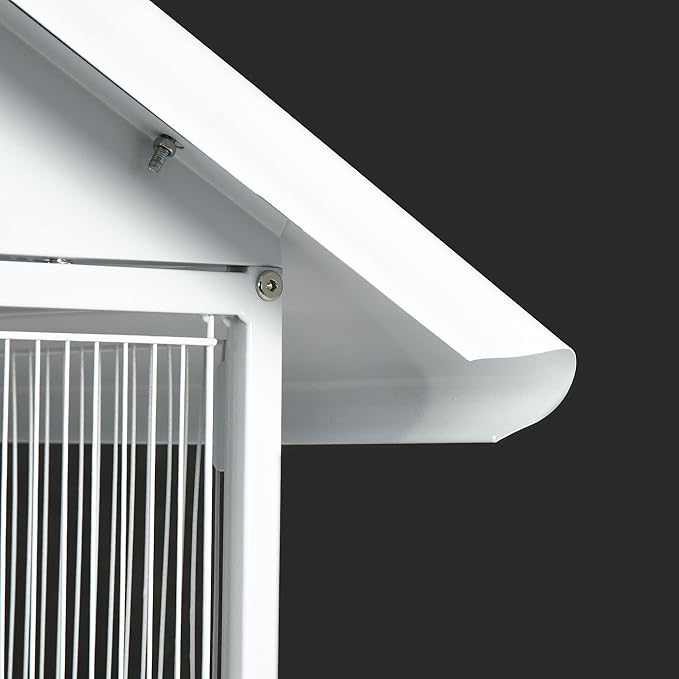 PawHut Wrought Metal Bird Cage Feeder with Rolling Stand Perches Food Containers Doors Wheels 67" H, White