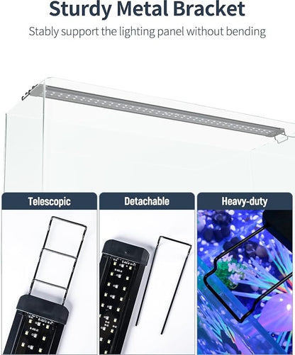 Pawfly 28W Aquarium LED Light for 36 to 42 Inch Fish Tanks Extendable Fish Tank Light with Full Spectrum Brilliant White Blue Red Lights with Daytime & Night Modes and Adjustable Brightness