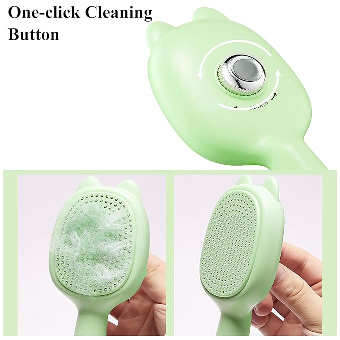 Self-Cleaning Dog Brush for Small Breeds - Adjustable Bristle Grooming Tool for Puppies, Yorkies, Shih Tzus, Maltipoos & Malteses (Green)