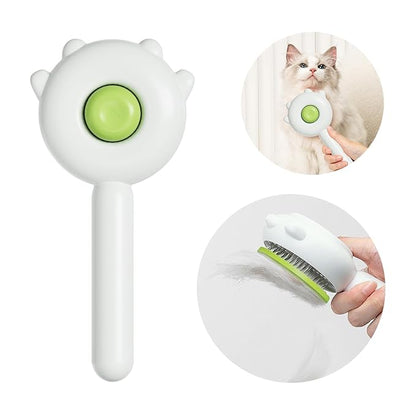 Paw Cat Brush, Self Cleaning Cat Brush, Cat Grooming Hair Brush for Shedding, Pet Brush for Short and Long Haired Cats Dogs (Green)