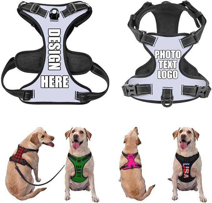 Custom Breathable Pet Chest Harness with Optional Leash, Customize No-Pull Dog Harnesses with Your Personalized Design, Personalize Pet Towing Vest with Mesh Fabric, Lightpurple, XL