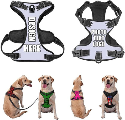 Custom Breathable Pet Chest Harness with Optional Leash, Customize No-Pull Dog Harnesses with Your Personalized Design, Personalize Pet Towing Vest with Mesh Fabric, Lightpurple, XL