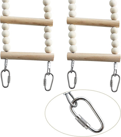 Bird Ladder Bridge, Wooden Pet Hamster Climbing & Swing Toys, Cage Accessories for Birds Rats Parrots Hamster Squirrel Sugar Gliders Parakeets Cockatiels - 28 Steps - 61.8 x 3.14 Inch