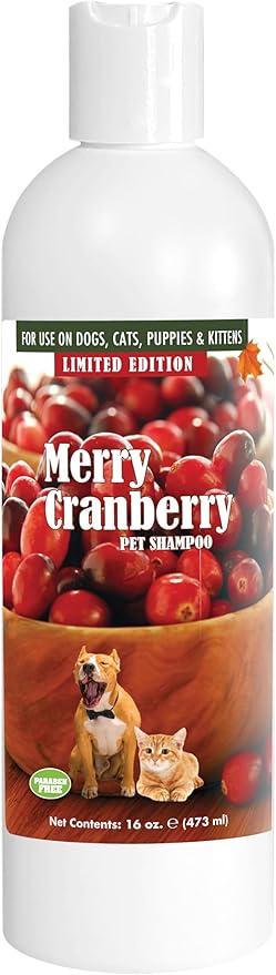 Merry Cranberry Pet Shampoo for Dogs & Cats 16 oz. | Cruelty-Free | Paraben-Free | Biodegradable and Non-Toxic | Made in The USA