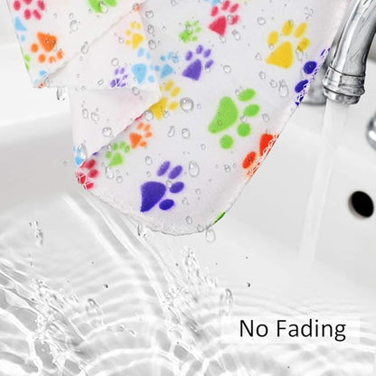 Comsmart Dog Blankets for Small Dogs, 6 Pack Puppy Blanket Cute Paw Print Pet Blanket for Dog, Puppy, Cat, Kitten, 39x35 inches, White