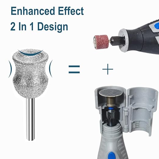 Dog Nail Grinder Bits for Dremel - Diamond Dremel Dog Nail Grinder Attachment - 1/8" Dog Nail Dremel Bits, Safe and Painless Dog Nail Grooming Tools (D