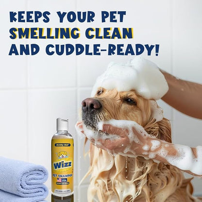 Muddy Mat® Wizz Pet Shampoo for Dogs & Cats - Aloe Vera & Oatmeal Dog Shampoo for Itchy Skin Relief, Smelly Dogs & Sensitive Coats - Natural, Alcohol & Paraben Free - Puppy Shampoo, 17 oz
