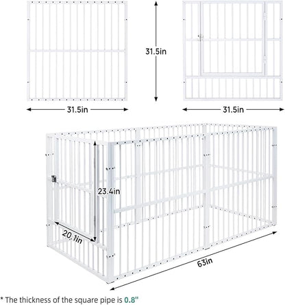 Dog Playpen - 32" Height Dog Pen, Heavy Duty Puppy Pen with Door, Safe & Sturdy, Easy Assemble for Indoor/Outdoor Pet Playpen (6 Panels with Door, White)