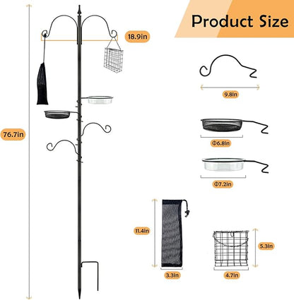 Premium Bird Feeding Station Kit - Multi Feeder Hanging Set with Suet Cage, Bird Bath & Finch Sock Attractors