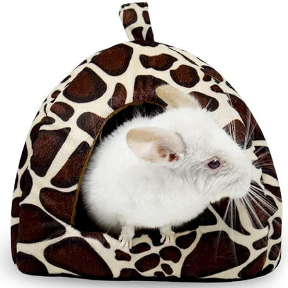 Spring Fever Hamster Guinea Pig Rabbit Dog Cat Chinchilla Hedgehog Bird Small Animal Pet Bed House Hideout Cage Accessorie E Leopard XL (18.9 * 18.9 inch)
