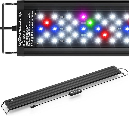 SEAOURA Led Aquarium Light for Plants-Full Spectrum Fish Tank Light with Timer Auto On/Off, 30-36 Inch, Adjustable Brightness, White Blue Red Green Pink LEDs with Extendable Brackets for Freshwater