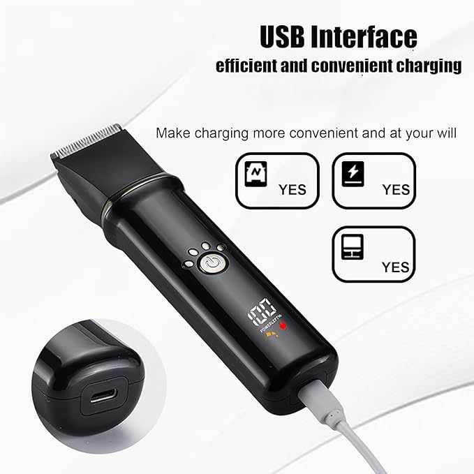 4-in-1 Dog Grooming Clippers Kit, Cordless Rechargeable Low Noise Shaver Grooming Supplies, Waterproof and Washable Pet Trimmer Set with Paw Trimmer for Dog Pets (Grey)