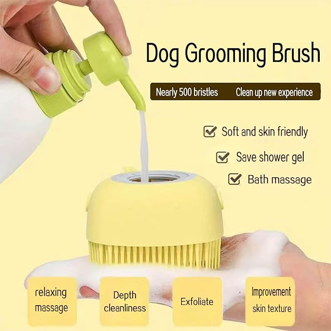 Pets Bath Brush | Scrubber for Bath | Dog Shampoo Brush | Dog Washing/Shower Brush, Suitable for Short/Long Haired Dogs, Dog Brush for Shedding, Bathing, Massaging & Grooming (2yellow) (2yellow2)