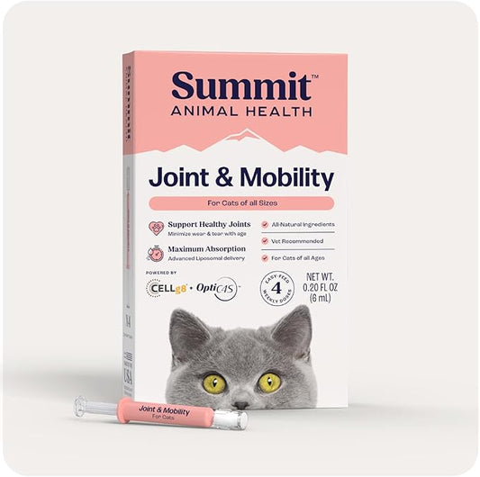Summit Feline Pain Relief Supplement Inflammation Hip & Joint Support Vitamin for Cats - Natural Chrondroitin with Liposomal Delivery for Arthritis - Drug Free - All Ages