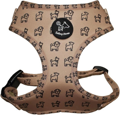 Dog Harness and Leash Set, No Pull Adjustable Soft Padded Vest, No Choke (Large, Beige Dog Pattern)