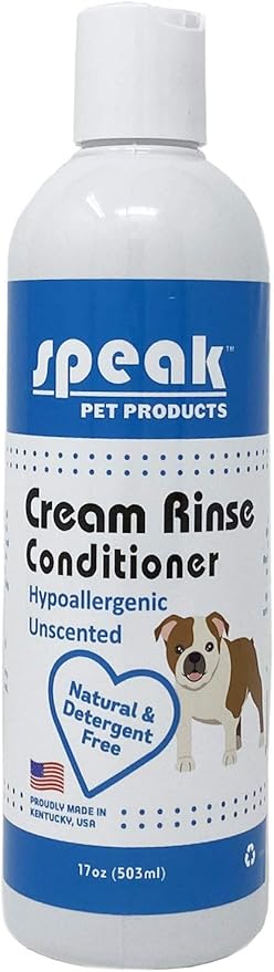 Dog Natural Cream Rinse Conditioner, Hypoallergenic Unscented, 17oz