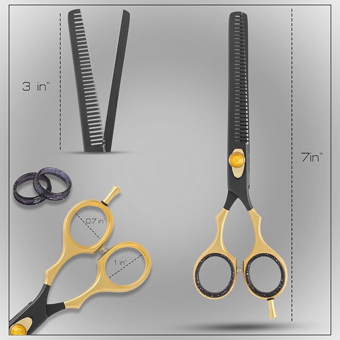 Dog Grooming Scissor,7 Professional Thinning Shear for Dogs with 34 Teeth, Japanese Stainless Steel, Blender Scissors for Dogs, Cats and other Pets with Adjustable Screw