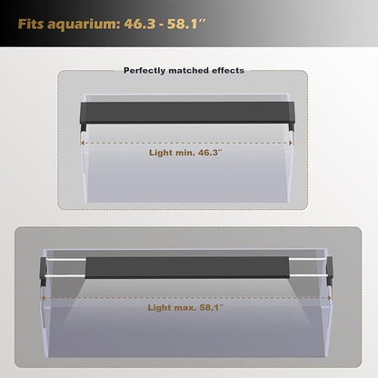 GLOWRIUM Saltwater Aquarium Light, Smart Reef Coral Fish Tank Light with Bluetooth + WiFi Dual Control App, DIY Spectrum, Brightness Adjustable, Anti-Drop, Real Time Water Temperature Sensor(48-60 in)