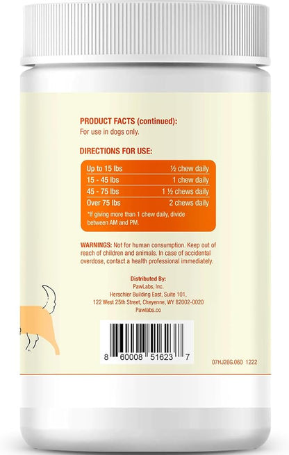 PAWLABS G-Max Joint Support for Dogs - Maximum Strength Hip & Joint Supplement with Glucosamine, Chondroitin, MSM, Green-Lipped Mussel - Relieves Arthritis Pain & Hip Dysplasia - Duck Flavor, 60 Chews