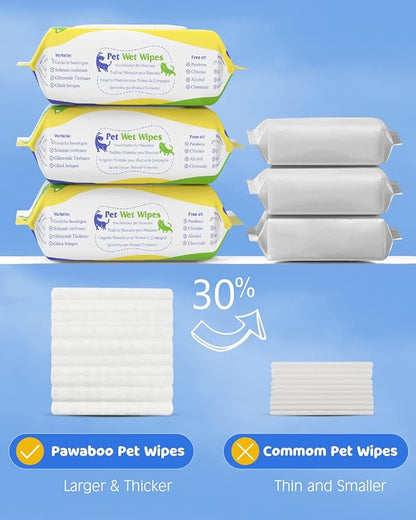 Pawaboo 400 Dog Wipes for Paws and Butt Ears Eyes | Organic Pet Wipes for Dogs | Unscented Hypoallergenic Dog Wipes Cleaning Deodorizing | Extra Thick Paw Wipes for Dogs Cats Pets