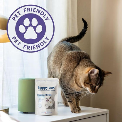 Happy Wax Sugared Fruit Scented Wax Melts for Cat Owners – Odor Eliminating, Calming, Pet-Safe, Non-Toxic, Perfect for Use with Wax Warmers - 4 oz Pouch