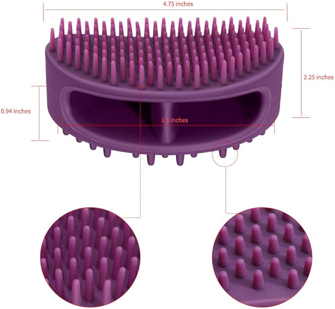 Soft Silicone Dog & Cat Grooming Brush - Pet Bath & Massage for Short or Long Hair - Slicker Shedding Hair Brush Purple