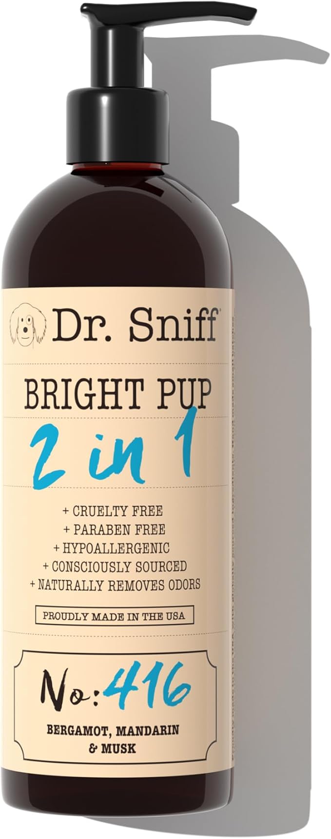 2-in-1 Pet Shampoo & Conditioner, Ultimate Grooming Treatment for Dog & Cat Hair, Freshens Scent, Made in The USA, Bright Pup Scent, 16 Oz