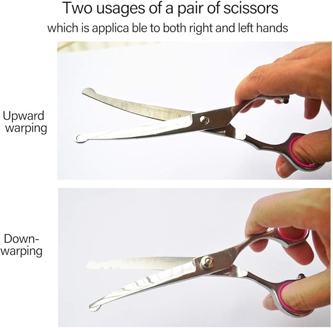 Dog Grooming Scissors kit with Safety Round End, Pet Grooming Trimmer Set with Blunt Tip-Thinning, Straight, Curved Shears tool with Comb, Nail Cliper and Nail File for Long Short Fur of Cat and Puppy