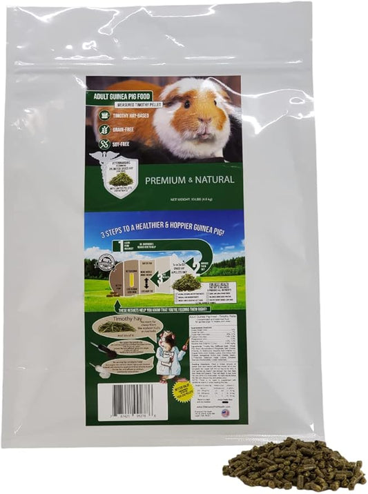 Sherwood Pet Health Adult Guinea Pig Food Measured Timothy Pellet (10 Pound) Hay-Based, Grain-Free, Soy-Free for Better Digestion