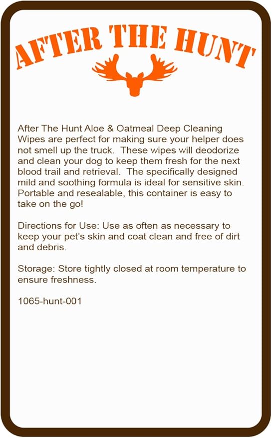 After The Hunt Grooming & Mud Dog Cleaning Wipes with Aloe & Oatmeal - 60 XL Wipes