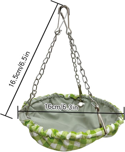 Waterproof Bird Nest for Cage, Hanging Birds Hammock with Adjustable Chain, Bird Cage Swing for Parakeets Bird Sleeping Hut for Budgies Lovebirds Quaker (Green)
