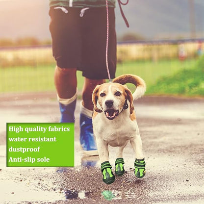 CovertSafe& Dog Boots for Dogs Non-Slip, Waterproof Dog Booties for Outdoor, Dog Shoes for Medium to Large Dogs 4Pcs with Rugged Sole Grey-Green