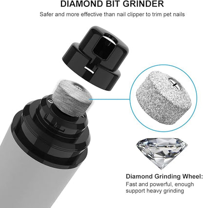 Dog Nail Grinder 10h Working Time Powerful Professional Quiet Electric Pet Nail Trimmer Stepless Speed Regulation Painless Nail File for Large Medium Small Dogs and Cats