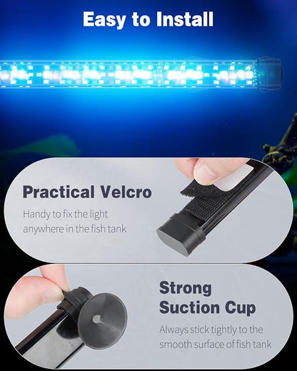 Pawfly 6.5 W Aquarium LED Light 12 Inch 24/7 Fish Tank Light with Full Spectrum IPX8 Waterproof Lights Multi-Colored LEDs with D/N Mode Single Color Effects Timer and Adjustable Brightness