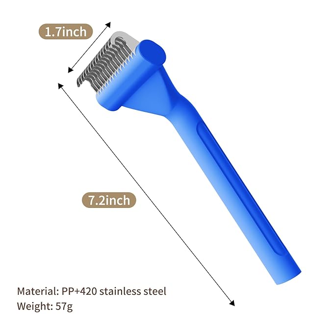 Dog Brush for Shedding cat deshedding grooming supplies for indoor short long hair pet dematting undercoat rake for brish poodle remove matted fur slicker best comb tool cepillo para perros. (Blue)