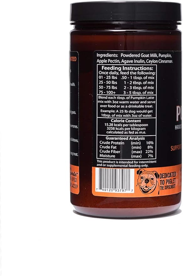 Super Snouts Pumpkin Latte Digestive Supplement for Dogs & Cats, Pumpkin Powder with Goat_ Milk, Made in USA Antibiotic Free, Healthy Gut & Stool, 10 oz