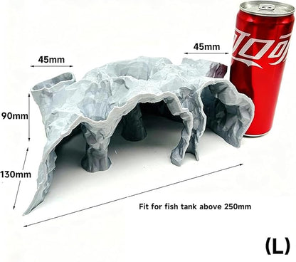 Aquarium Decor, 3D Printed Natural Tunnel Pleco Cave, Fish Hideout Decor for Cichlid, Clown Loach & Kuhli Loach (Gray)
