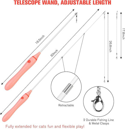 3-in-1 Retractable Cat Wand Toy for Indoor Cats