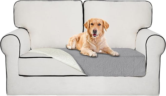 Easy-Going Waterproof Dog Bed Cover Reversible Leak Proof Pet Blanket Replacement Mat for Furniture Washable Couch Cover Sofa Cover for Dogs Cat(30x53 Inch, Light Gray/Ivory)