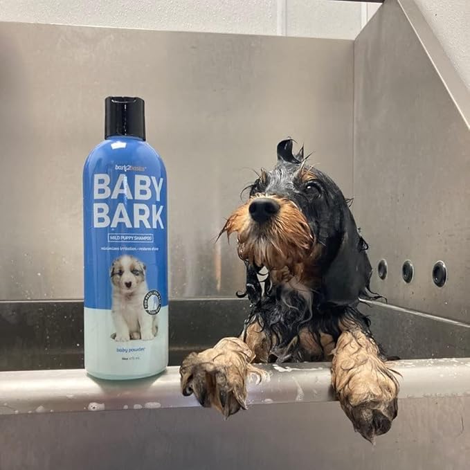 Bark2Basics Baby Bark Puppy Shampoo for Dogs, 16 oz - Naturally Derived Ingredients, Formulated for Puppies, Professional Grooming Grade, Gentle on Dry or Sensitive Skin, Made in The USA