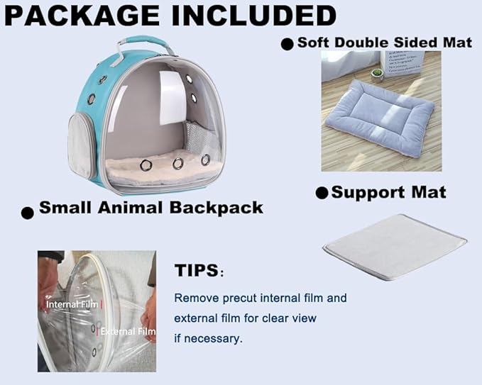 Portable Small Animal Backpack Travel Breathable Pet Carrier Bag Cages for Guinea Pig, Rabbit, Bearded Dragon, Squirrel, Tortoise, Bird, Lizard