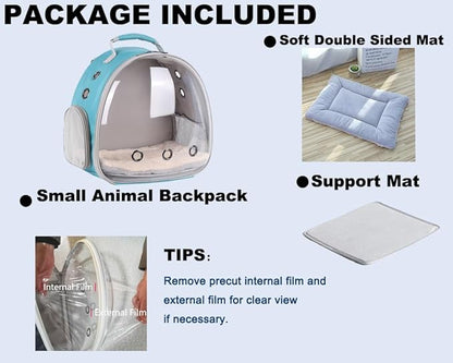 Portable Small Animal Backpack Travel Breathable Pet Carrier Bag Cages for Guinea Pig, Rabbit, Bearded Dragon, Squirrel, Tortoise, Bird, Lizard