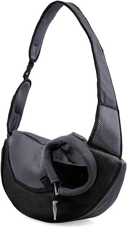 Kucehiup Dog Sling Carrier for Small Dogs Cat Carrier Breathable Mesh Bag(Fits Approximately 3 lbs to 6 lb Pets)(Black)