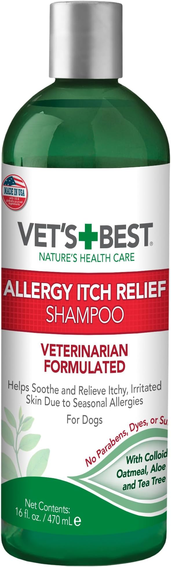 Vet's Best Allergy Itch Relief Dog Shampoo | Cleans and Relieves Discomfort from Seasonal Allergies | Gentle Formula | 16 Oz