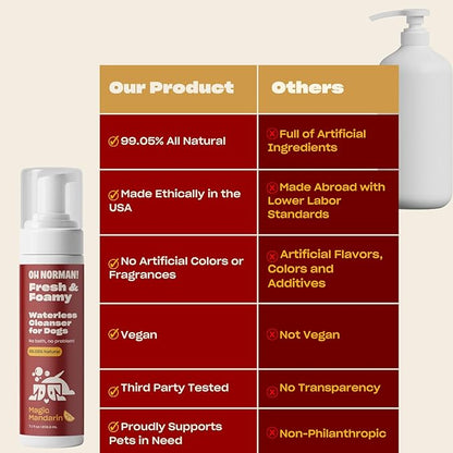 Fresh and Foamy Waterless Shampoo by Kaley Cuoco, No Rinse Dry Shampoo for Dogs, Magic Mandarin Scent, Hypoallergenic, Cruelty-Free, 7.1 Fl Oz