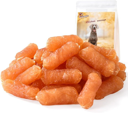 Dog Treats Chicken Sausage, Natural Chicken Jerky Training Treats for Dogs with Glucosamine, Chondroitin, MSM and Taurine, Low Fat Soft Chewy Snacks 10.58 oz