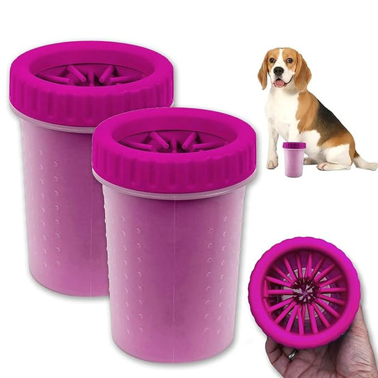 2 Pack Portable Dog Paw Cleaner, Washer, Buddy Muddy Pet Foot Cleaner for Medium Breed Dogs and Cats, Pink