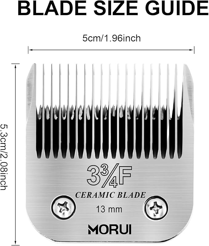3-3/4F Cut Length 1/2"(13mm) Detachable Ceramic Pet Dog Clipper Blades Compatible with Most Andis,Oster A5 Wahl KM Series Clippers